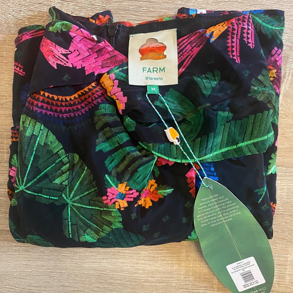 Farm Rio Garden Black Floral Mini Skirt (Size M)